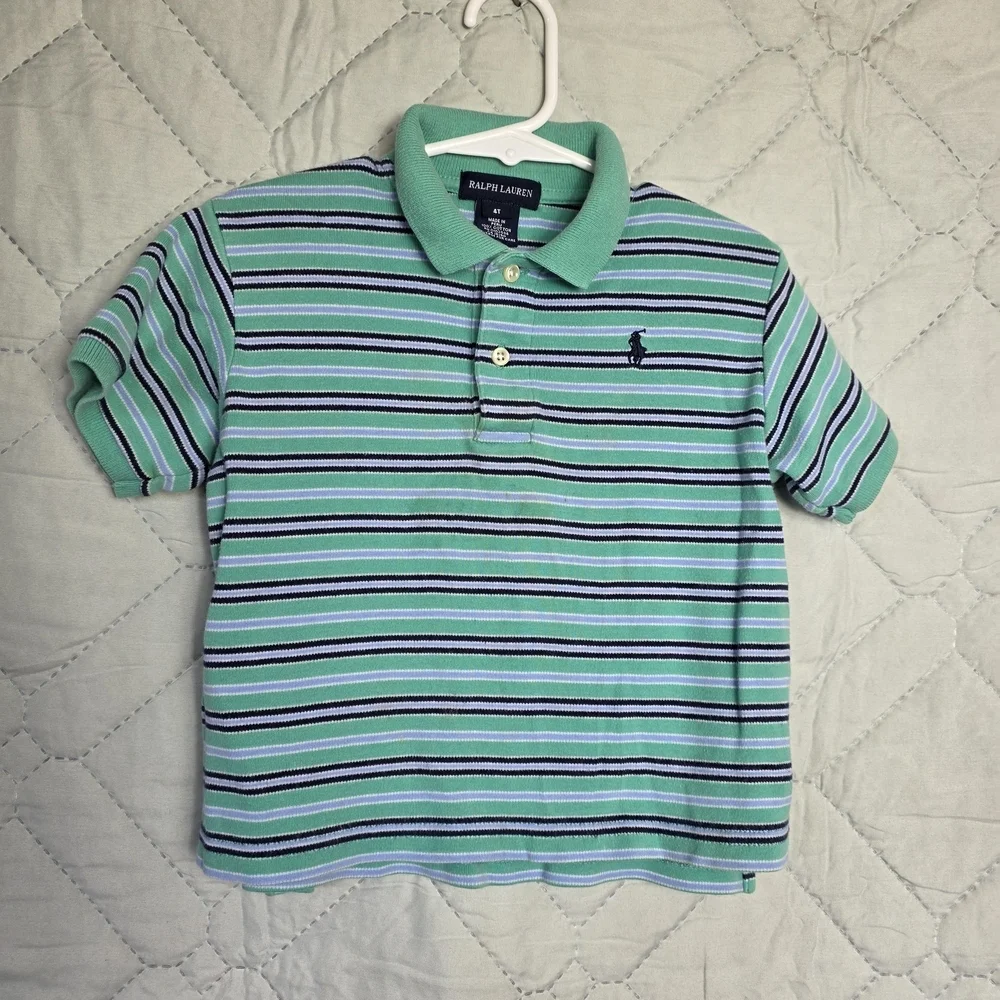 Ralph Lauren Green Striped Kids Polo Shirt